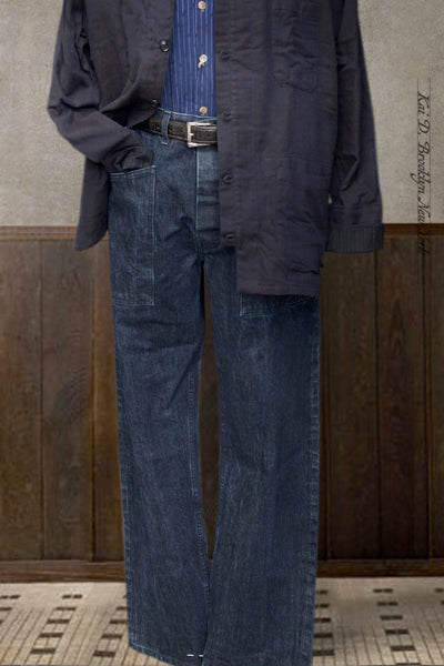 Wide Cut 15 oz Denim Trousers - 30, 32