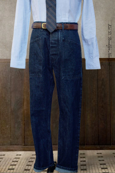 Wide Cut 15 oz Denim Trousers - 30, 32