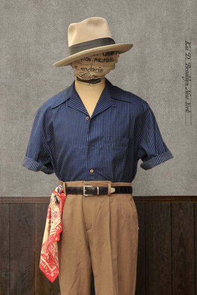 50s Short Sleeve Shirt - Wabash Stripe - M (Fits like L)