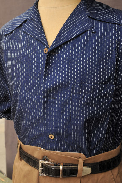 50s Short Sleeve Shirt - Wabash Stripe - M (Fits like L)