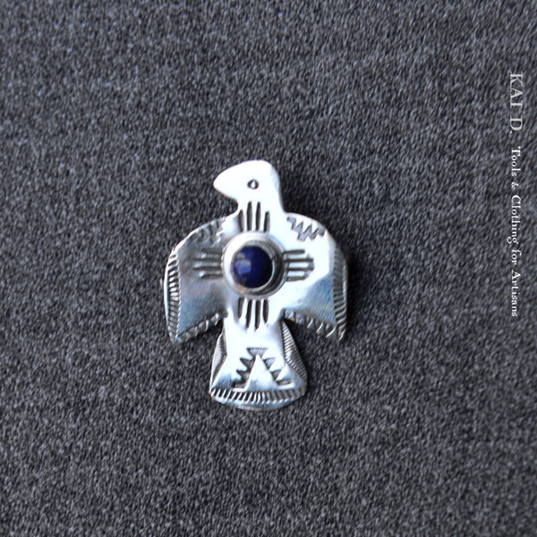 Sterling Silver Brooch - Thunderbird with Lapis
