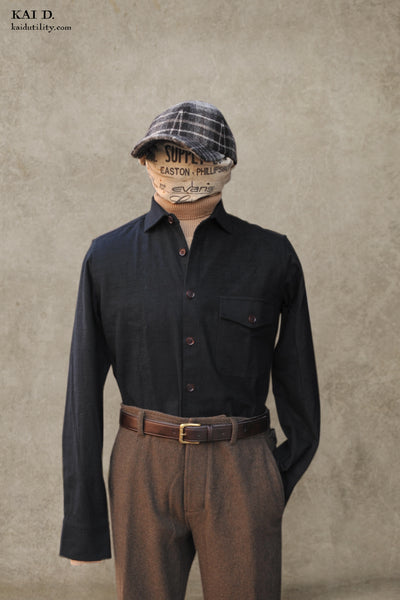 Skillman Shirt - Black Heavy Slub Cotton - M, L, XL, XXL