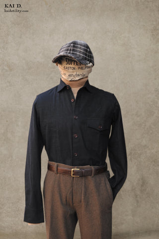 Skillman Shirt - Black Heavy Slub Cotton - M, L, XL, XXL