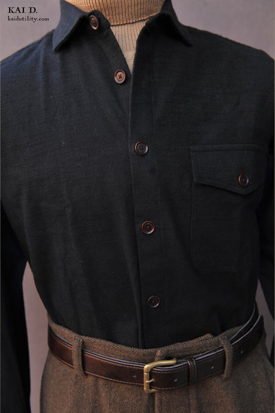 Skillman Shirt - Black Heavy Slub Cotton - M, L, XL