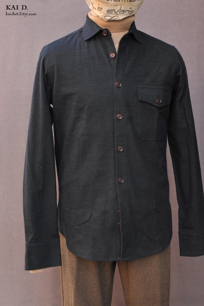 Skillman Shirt - Black Heavy Slub Cotton - M, L, XL
