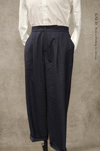 One Pleat Easy Trousers - Cool Wool - 48