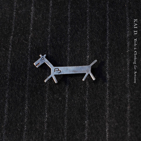 Sterling Silver Brooch - Stamped Dog