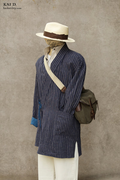 Indigo Stripe Japanese Farmer Coat - S