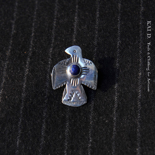 Sterling Silver Brooch - Thunderbird with Lapis