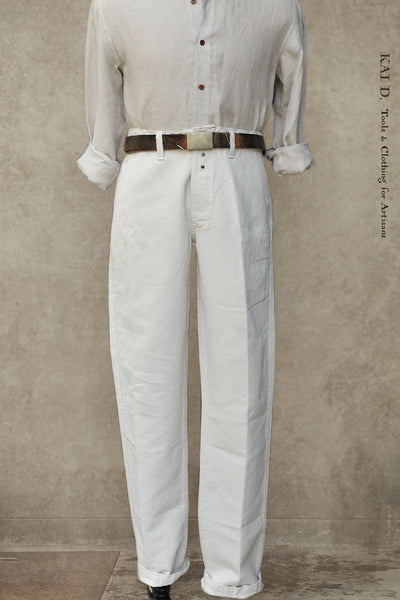 Cotton Linen Chore Pants - Ecru - 31, 33, 34, 36