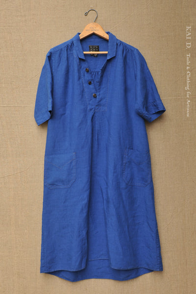 Irina Dress - Belgian Linen - Azure Blue - XS