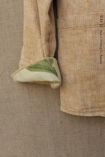 Mead Jacket , Linen Herringbone - Peach - S