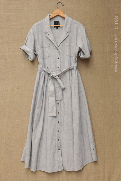 O'Keeffe Dress - Mist Blue Cotton Linen - XS, S, M