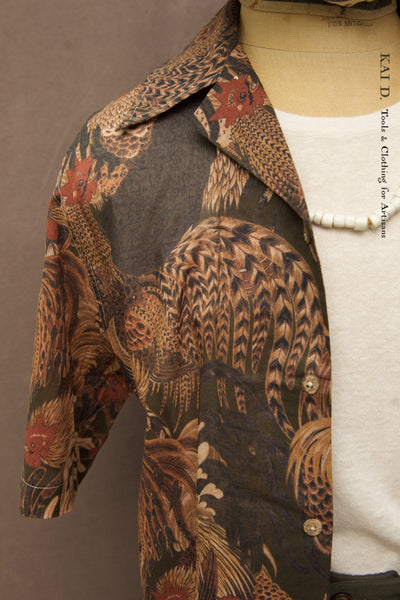 50s Short Sleeve Shirt - Vintage Rooster -  S, L (oversized)