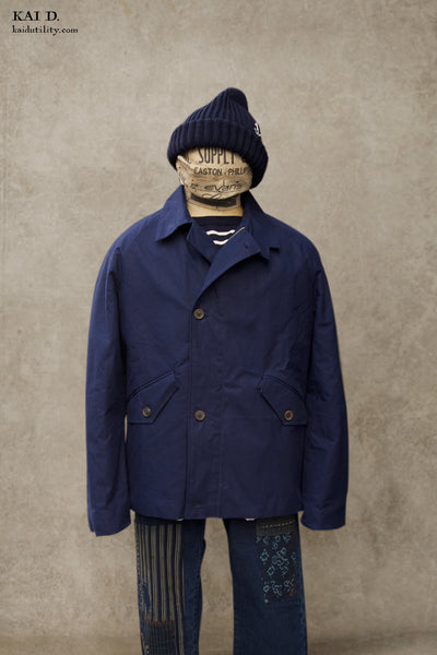 Army Inspired A Jacket - Navy Waxed Cotton - M
