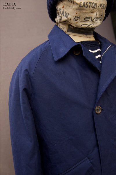 Army Inspired A Jacket - Navy Waxed Cotton - M