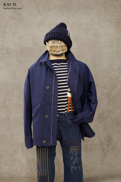 Army Inspired A Jacket - Navy Waxed Cotton - M