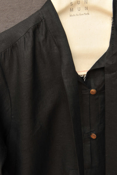 Agnes Shirt - Black Belgian Linen - S