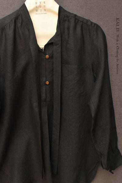 Agnes Shirt - Black Belgian Linen - S
