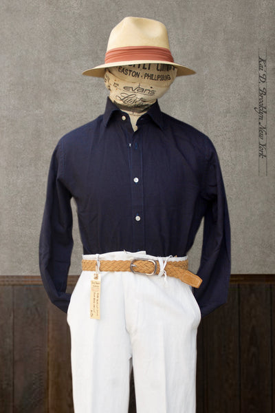 Amalfi Cotton Linen Shirt - Deep Indigo - 40, 42, 44 (Relaxed fit, longer body length, sleeve length) (Copy)