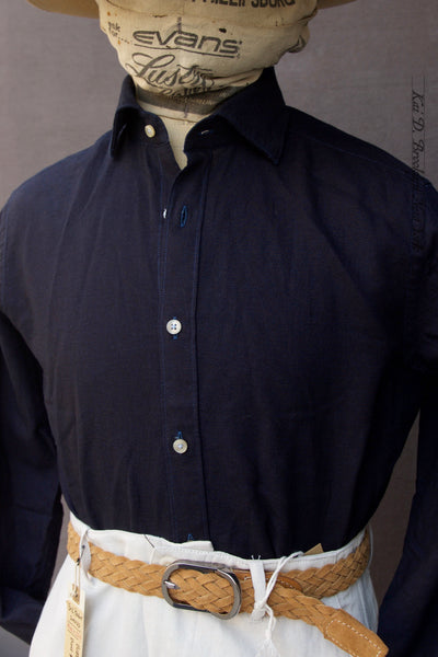 Amalfi Cotton Linen Shirt - Deep Indigo - 40, 42, 44 (Relaxed fit, longer body length, sleeve length) (Copy)