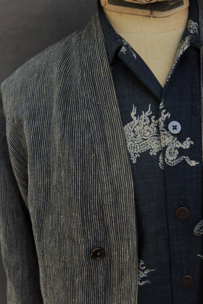 Ando Kimono Jacket - Antique Cotton Linen Stripe - L, XL (NO RETURN)