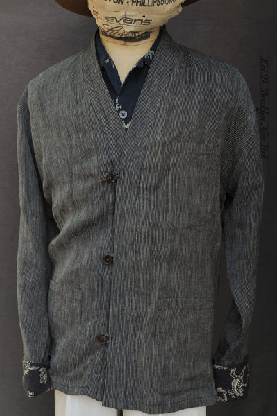 Ando Kimono Jacket - Antique Cotton Linen Stripe - L, XL (NO RETURN)