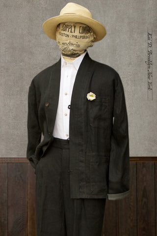 Ando Kimono Jacket - Heavy Linen - Black - S, L (NO RETURN)