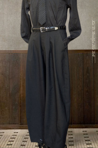 Andrew Balloon Trousers - Faded Pinstripe Wool - S, L
