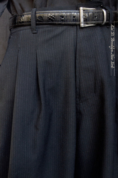 Andrew Balloon Trousers - Faded Pinstripe Wool - S, L