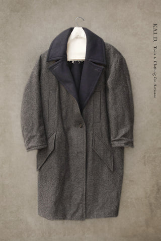 Anne Reversible Wool Coat - Grey / Navy - XS, S