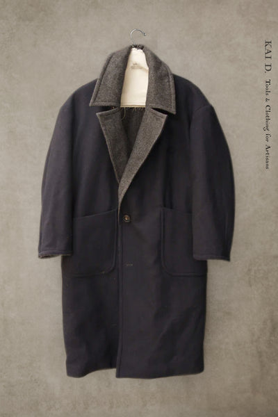 Anne Reversible Wool Coat - Grey / Navy - XS, S