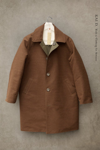 Kingsley Reversible Coat - Cotton Wax/ Brushed Wool - Army Fatigues-  S