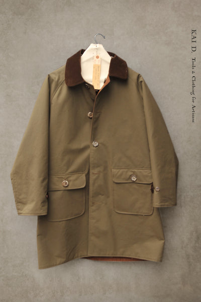 Kingsley Reversible Coat - Cotton Wax/ Brushed Wool - Army Fatigues-  S