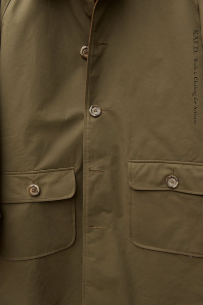Kingsley Reversible Coat - Cotton Wax/ Brushed Wool - Army Fatigues-  S