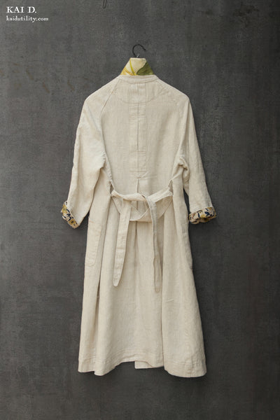 Belgian Stone Washed Linen Anthropologist Coat - Oatmeal - S