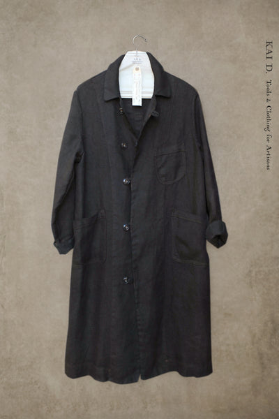 Anthropologist Coat - Garment Dyed Heavy Linen - Black - L