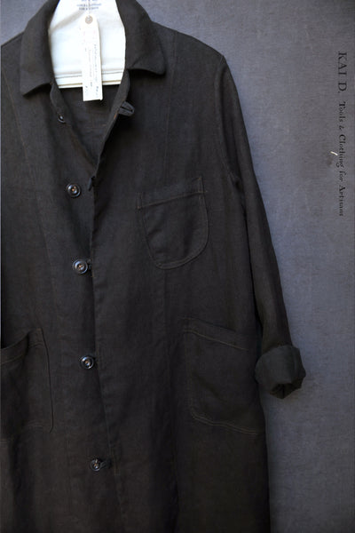 Anthropologist Coat - Garment Dyed Heavy Linen - Black - L