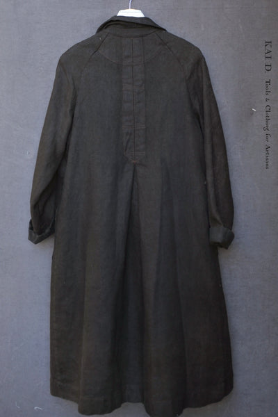 Anthropologist Coat - Garment Dyed Heavy Linen - Black - L