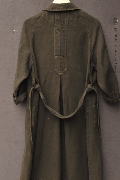 Anthropologist Coat , Garment Dyed Linen - Dark Green - S