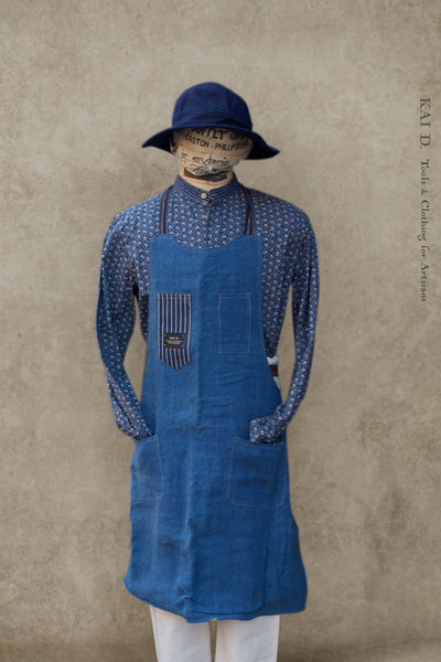 Reversible Artisan Apron - Belgian Indigo Linen