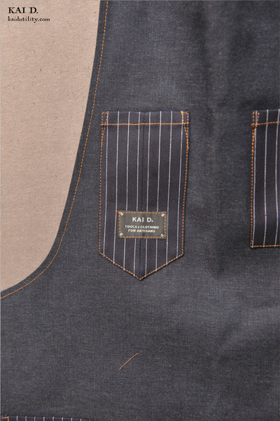 Reversible Artisan Apron - Japanese Selvage Denim / Linen Stripe