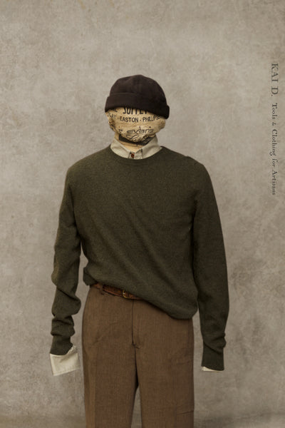Mongolian Cashmere Sweater - Army Green - L, XL