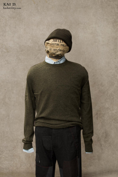 Mongolian Cashmere Sweater - Army Green - L, XL