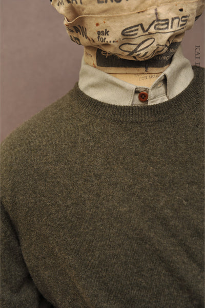 Mongolian Cashmere Sweater - Army Green - L, XL