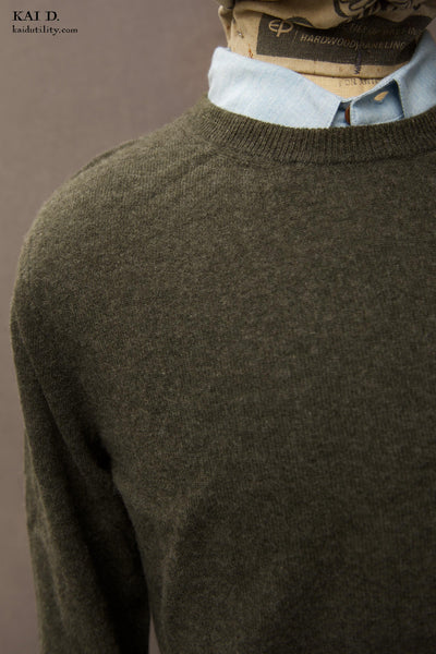 Mongolian Cashmere Sweater - Army Green - L, XL