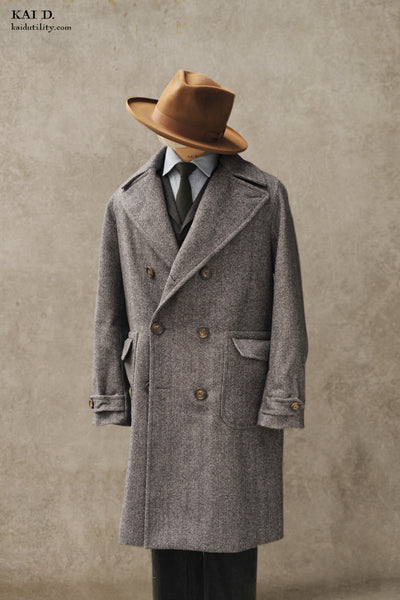 Wool Herringbone Arthur Over Coat - M, L (NO RETURN)