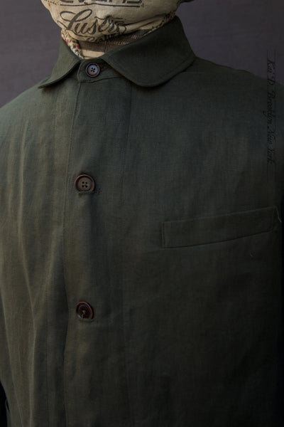 Artisan Field Jacket - Emerald Green Linen - S, L, XL, XXL