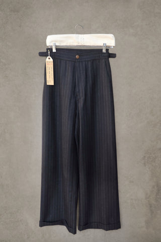 Atelier Wide pants - British Chalk Stripe Wool - Navy - S, M, L