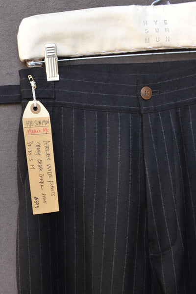 Atelier Wide pants - British Chalk Stripe Wool - Navy - S, M, L